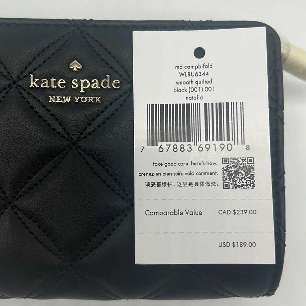 Kate Spade Natalia Medium Compact Bifold Wallet Black